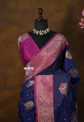 MS Amma Blue - Sowbhagya – Soft Silk Elegance Saree with Rich Pallu and Blouse - Perfect for Festive Celebration