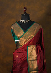 Royal Maroon - Sowbhagya Gift Silk – Soft Silk Elegance Saree with Rich Pallu and Blouse - Perfect for Festive Celebration