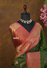 Verdant Olive Green - Sowbhagya Gift silk – Soft Silk Elegance Saree with Rich Pallu and Blouse - Perfect for Festive Celebration
