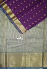 Royal Purple - Sowbhagya Gift Silk – Soft Silk Elegance Saree Contrast Pallu and Blouse with Buttas - Perfect for Festive Celebration