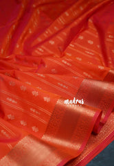 Dual Shade Orange - Sowbhagya Gift silk – Soft Silk Elegance Saree Traditional Border Weaving Stripes with Buttas and Rich Pallu - Perfect for Festive Celebration