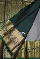 Silver Grey - Sowbhagya Gift silk – Soft Silk Elegance Saree Big Border & Weaving Buttas with Contrast Pallu and Blouse - Perfect for Festive Celebration