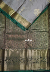 Silver Grey - Sowbhagya Gift silk – Soft Silk Elegance Saree Big Border & Weaving Buttas with Contrast Pallu and Blouse - Perfect for Festive Celebration