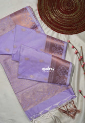 Creamy Lavender - Sowbhagya Gift silk – Soft Silk Elegance Saree Copper Zari Kanjivaram Style Traditinal Border with Buttas and Rich Pallu - Perfect for Festive Celebration