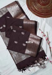 Coffee Podi Brown - Sowbhagya Gift silk – Soft Silk Elegance Saree Traditinal Border with Mango Buttas and Rich Pallu - Perfect for Festive Celebration