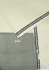 Halfwhite with Black blouse - Sowmiya - Organic Bamboo Cotton checks half and half prints