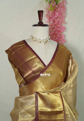 Golden Ivory - Sri Lakshmi - Premium Semi silk with floral emboss weaving body getti border - Best for Weddings