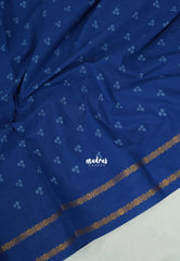 Cobalt Blue - Subbulakshmi - Sungudi 100 Count Saree with Rettapetta Rudraksham Border Ayutha ezhuthu Buttas with Blouse Combo - Best for Casual Wear | Summer Wear | School | College | Office wear