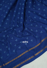 Cobalt Blue with Hakoba - Subbulakshmi - Sungudi 100 Count Saree with Rettapetta Rudraksham Border Ayutha ezhuthu Buttas with Cut work Blouse Combo - Best for Casual Wear | Summer Wear | School | College | Office wear