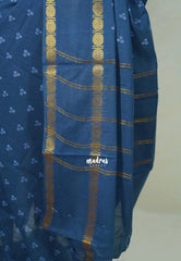 Indigo Blue - Subbulakshmi - Sungudi 100 Count Saree with Rettapetta Rudraksham Border Ayutha ezhuthu Buttas with Blouse Combo - Best for Casual Wear | Summer Wear | School | College | Office wear