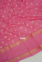 Rosemilk Pink - Subbulakshmi - Sungudi 100 Count Saree with Rettapetta Rudraksham Border Ayutha ezhuthu Buttas with Blouse Combo - Best for Casual Wear | Summer Wear | School | College | Office wear