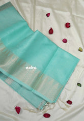 Pastel Aqua Green - Sundari – Premium Kota Tussar Silk Saree with Temple Border - Best for Festive Wear
