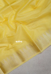 Pastel Yellow - Sundari – Premium Kota Tussar Silk Saree with Temple Border - Best for Festive Wear