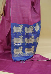 Magenta pink - Sundari – Premium Kota Tussar Silk Saree with Pichwai Cow Printed pallu and blouse