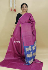 Magenta pink - Sundari – Premium Kota Tussar Silk Saree with Pichwai Cow Printed pallu and blouse