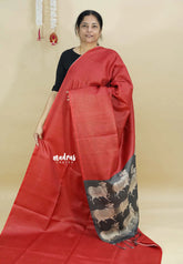 Classic red - Sundari – Premium Kota Tussar Silk Saree with Pichwai Cow Printed pallu and blouse