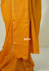 Temple Turmeric Yellow - Subbulakshmi - Sungudi 100 Count Saree Checks with Rettapetta Rudraksham Border with Ajrakh Blouse Combo - Best for Casual Wear | Summer Wear | School | College | Office wear