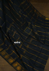 Black & yellow - Margazhi - Madurai Sungudi velthari pattern with peacock border Double Blouse Combo - Best for Small Functions