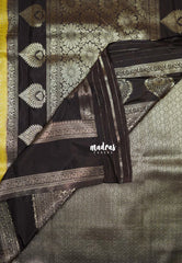 Lemon Yellow & Brown - Swara – Grandeur Pure Viscose Saree Silk Rettapet Border & Buttas with Contrast Pallu and Blouse - Best for Diwali Festive | Wedding Functions