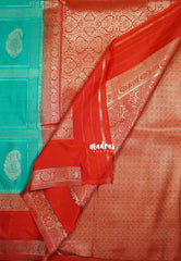 Aqua Green - Swara – Grandeur Pure Viscose Silk Saree Zari Checks Weaving & Buttas with Traditional Rettapet Border - Best for Diwali Festive | Wedding Functions