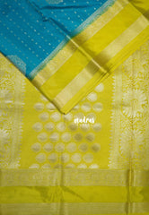 Teal Blue - Swara – Grandeur Pure Viscose Saree Silk Zari Weaving Buttas with Floral Border & Contrast Pallu and Blouse - Best for Diwali Festive | Wedding Functions
