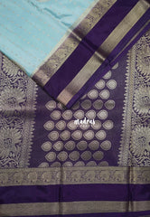 Pastel Sky Blue - Swara – Grandeur Pure Viscose Saree Silk Zari Weaving Buttas with Floral Border & Contrast Pallu and Blouse - Best for Diwali Festive | Wedding Functions
