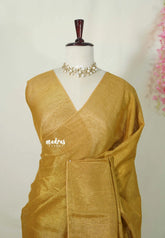 Swarna - Organic Soft Tissue linen saree Full gold