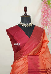 Peach - Tansui silk plain body with temple border