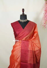 Peach - Tansui silk plain body with temple border