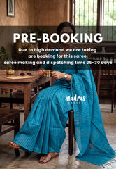 (PRE-BOOKING) Teal Blue - Khadi Silk Saree with Stripes Weaving - Best for Office Wear | Casual Wear