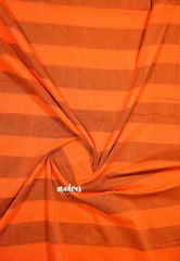 Orange with Black - Thaara - Multicolor horizontal stripes khadi