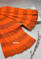 Orange with Black - Thaara - Multicolor horizontal stripes khadi
