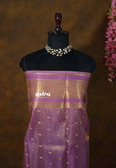 Golden Shade Lavender Mist - Thendral - Kanchi Soft Tissue Silk Saree with Rich Pallu and Blouse - Perfect for Wedding Functions