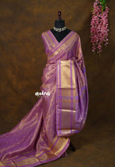 Golden Shade Lavender Mist - Thendral - Kanchi Soft Tissue Silk Saree with Rich Pallu and Blouse - Perfect for Wedding Functions