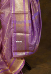 Golden Shade Lavender Mist - Thendral - Kanchi Soft Tissue Silk Saree with Rich Pallu and Blouse - Perfect for Wedding Functions