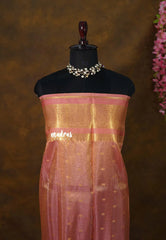 Golden Shade Candle Light Peach - Thendral - Kanchi Soft Tissue Silk Saree with Rich Pallu and Blouse - Perfect for Wedding Functions