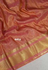 Golden Shade Candle Light Peach - Thendral - Kanchi Soft Tissue Silk Saree with Rich Pallu and Blouse - Perfect for Wedding Functions