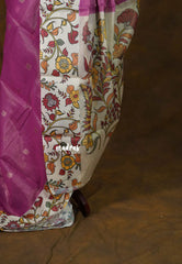 Golden Shade Magenta Pink - Thendral - Kanchi tissue silk Saree with Floral Pallu - Best for Small Functions