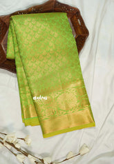 Pretty Parrot Green - Thendral - Kanchi Semi Silk Full Weaving Body with Grand Pallu and Blouse - Perfect for Wedding Functions