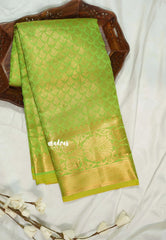 Pretty Parrot Green - Thendral - Kanchi Semi Silk Full Weaving Body with Grand Pallu and Blouse - Perfect for Wedding Functions