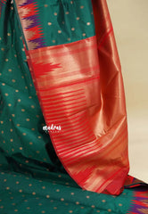 Dark Green - Thendral - kanchi semi silk with meenakari temple Border