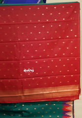 Dark Green - Thendral - kanchi semi silk with meenakari temple Border