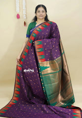 Royal Purple - Thendral - kanchi semi silk with meenakari temple Border