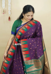 Royal Purple - Thendral - kanchi semi silk with meenakari temple Border