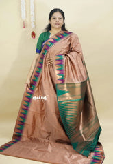Blush Peach - Thendral - kanchi semi silk with meenakari temple Border