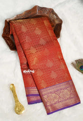 Classic Red - Thendral - Kanchi semi silk full weaving body contrast pallu and blouse