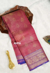 Queen's Pink - Thendral - Kanchi semi silk full weaving body contrast pallu and blouse