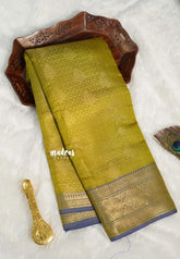 Sap Green - Thendral - Kanchi semi silk full weaving body contrast pallu and blouse