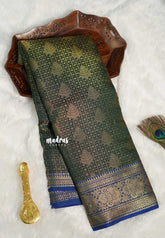 Deep Green - Thendral - Kanchi semi silk full weaving body contrast pallu and blouse