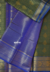 Deep Green - Thendral - Kanchi semi silk full weaving body contrast pallu and blouse